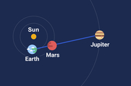 Vector image of Jupiter-Mars conjunction