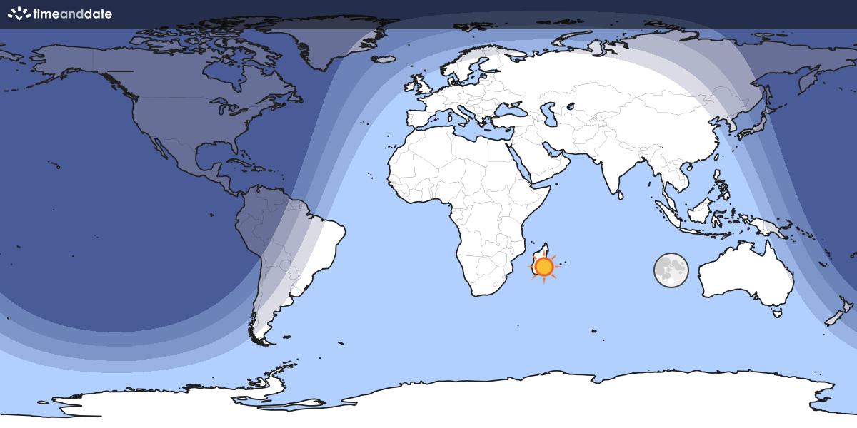 Map showing day and night parts of the world