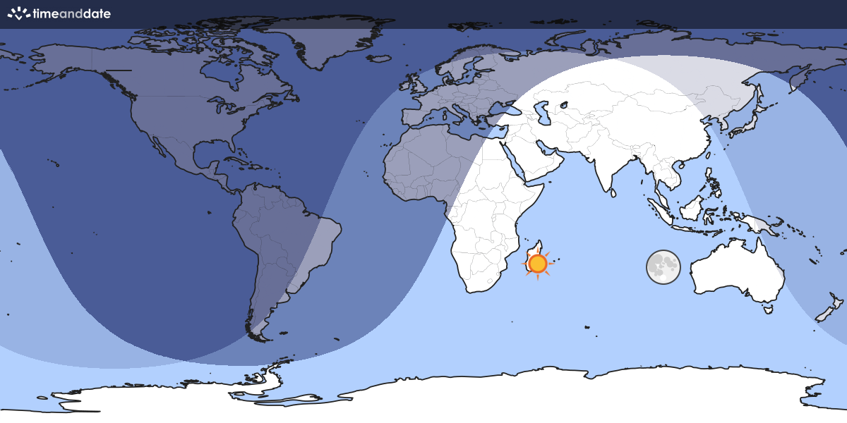 Map showing which part of the Earth the Moon is currently above the horizon at.